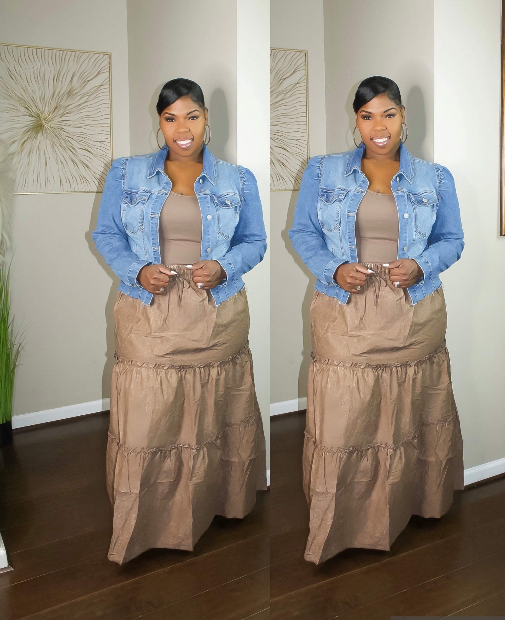 ACID WASH SKIRT SET (mocha)